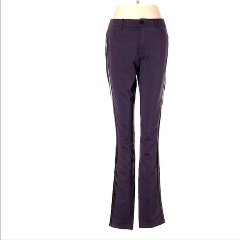 NWT Peace of Cloth 6 “Selena” “plum” black faux leather trim skinny cut pants